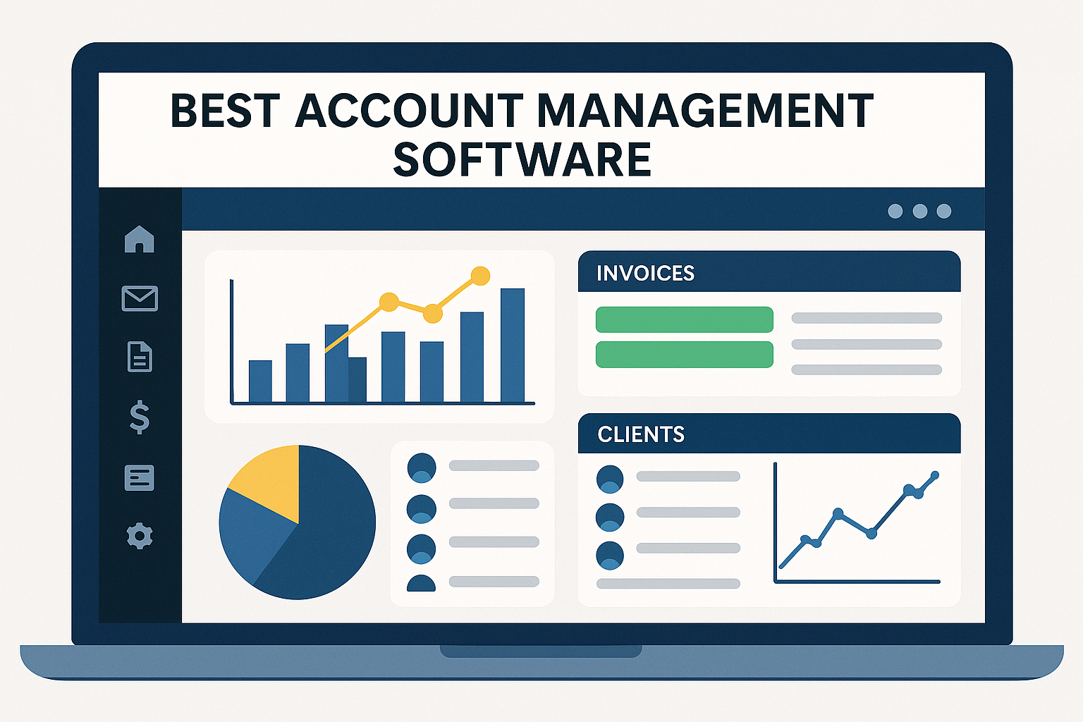 Modern account management software dashboard with charts and client data​​