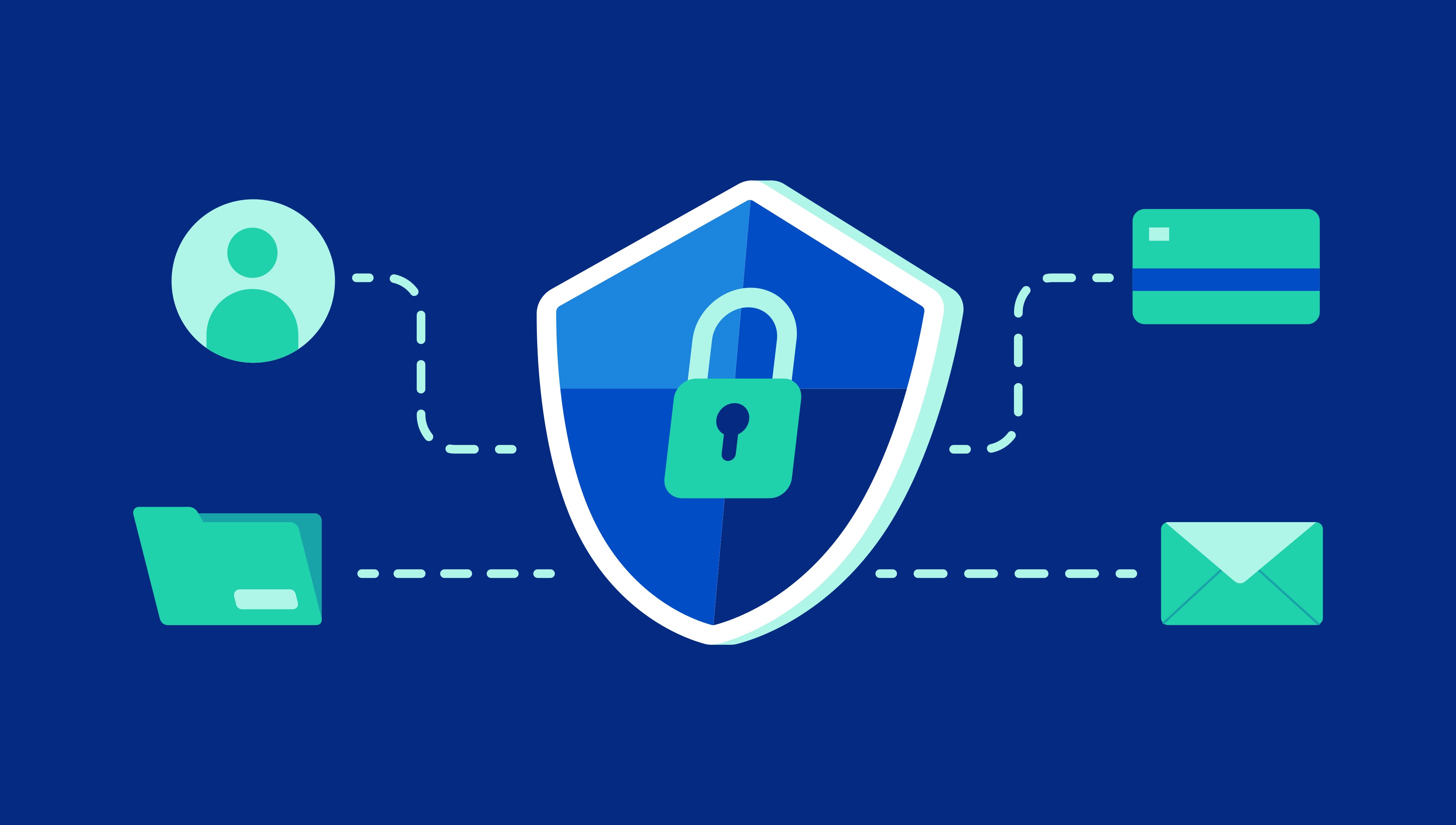 Shield with padlock and security icons.​