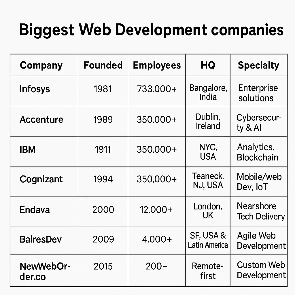Top Biggest Web Development Companies Dominating the Industry in 2025
