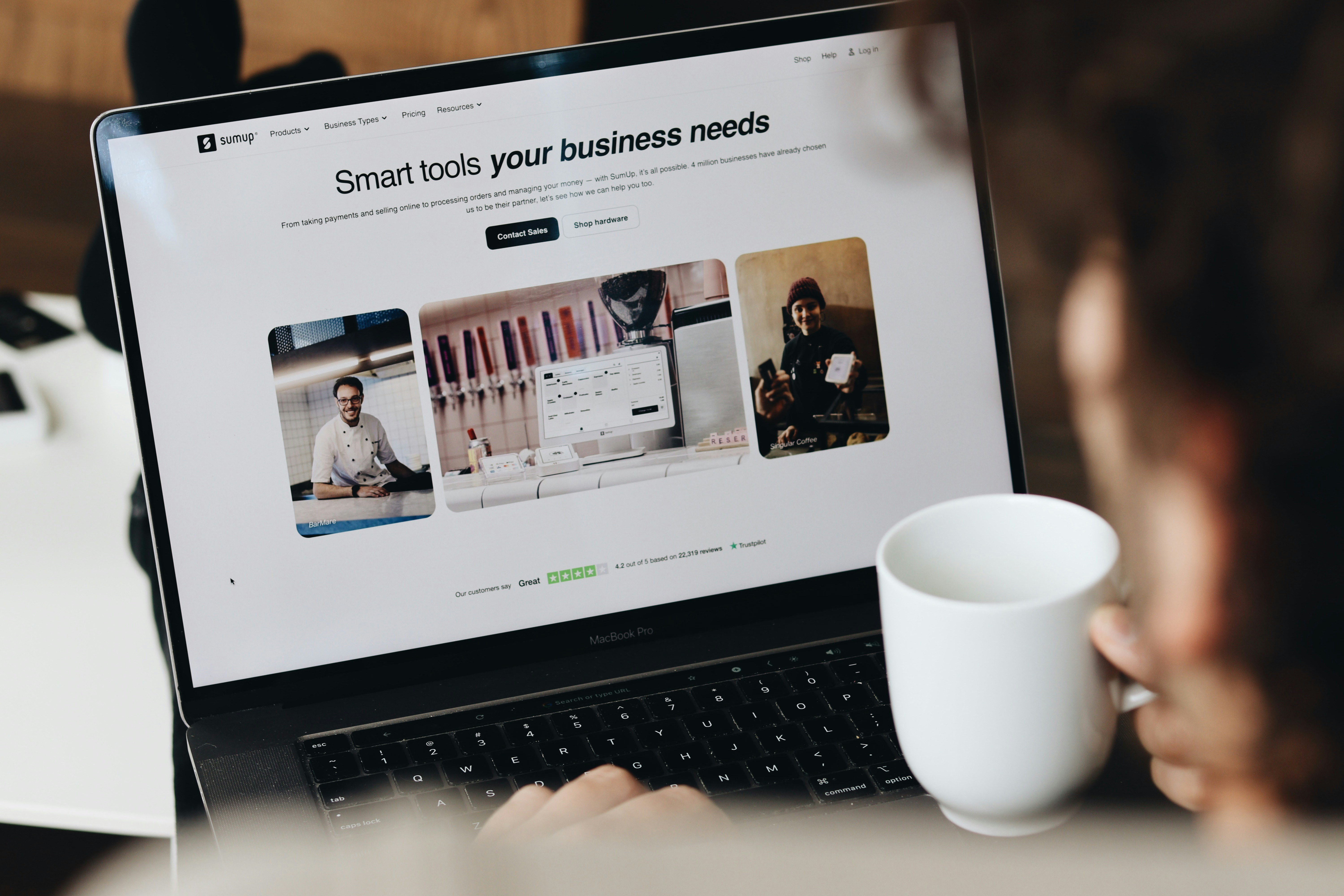 SumUp webpage showcasing business tools.